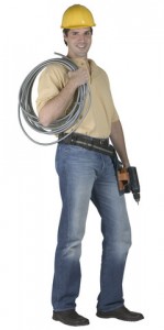 Construction Worker with Cable and Drill